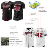 Custom Black Crimson-White Reversible Button-Down Baseball Jersey