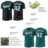 Custom Black White-Teal Reversible Button-Down Baseball Jersey