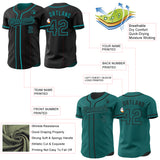 Custom Black-Teal Reversible Button-Down Baseball Jersey