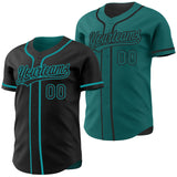 Custom Black-Teal Reversible Button-Down Baseball Jersey