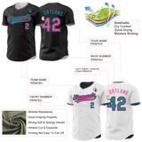 Custom Black Pink-Teal Reversible Button-Down Baseball Jersey