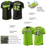 Custom Black Neon Green-White Reversible Button-Down Baseball Jersey