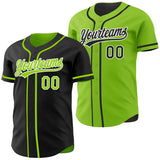 Custom Black Neon Green-White Reversible Button-Down Baseball Jersey