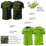 Custom Black-Neon Green Reversible Button-Down Baseball Jersey