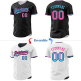 Custom Black White Reversible Button-Down Baseball Jersey