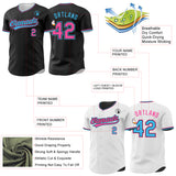 Custom Black White Reversible Button-Down Baseball Jersey