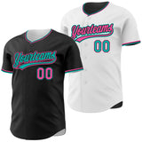 Custom Black White Reversible Button-Down Baseball Jersey