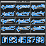 Custom Black Electric Blue-White Reversible Button-Down Baseball Jersey