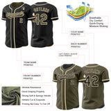 Custom Black Olive-Cream Reversible Button-Down Baseball Jersey