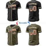 Custom Black Olive Reversible Button-Down Baseball Jersey