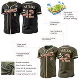 Custom Black Olive Reversible Button-Down Baseball Jersey