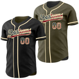 Custom Black Olive Reversible Button-Down Baseball Jersey