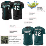 Custom Black White-Midnight Green Reversible Button-Down Baseball Jersey