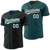 Custom Black White-Midnight Green Reversible Button-Down Baseball Jersey