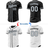 Custom Black-Silver Reversible Button-Down Baseball Jersey