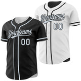 Custom Black-Silver Reversible Button-Down Baseball Jersey