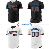 Custom Black White Reversible Button-Down Baseball Jersey