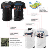 Custom Black White Reversible Button-Down Baseball Jersey