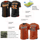 Custom Black Texas Orange-White Reversible Button-Down Baseball Jersey