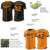 Custom Black-Bay Orange Reversible Button-Down Baseball Jersey