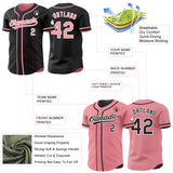 Custom Black Medium Pink-White Reversible Button-Down Baseball Jersey