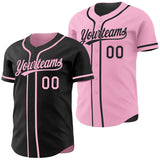 Custom Black-Light Pink Reversible Button-Down Baseball Jersey