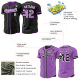 Custom Black Medium Purple-White Reversible Button-Down Baseball Jersey