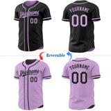 Custom Black-Light Purple Reversible Button-Down Baseball Jersey