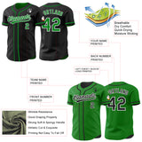 Custom Black Grass Green-White Reversible Button-Down Baseball Jersey