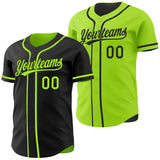 Custom Black-Neon Green Reversible Button-Down Baseball Jersey