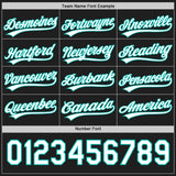 Custom Black White-Aqua Reversible Button-Down Baseball Jersey
