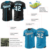 Custom Black White-Panther Blue Reversible Button-Down Baseball Jersey