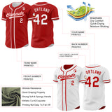 Custom Red-White Reversible Button-Down Baseball Jersey