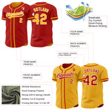 Custom Red Gold-White Reversible Button-Down Baseball Jersey