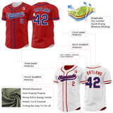 Custom Red Royal-White Reversible Button-Down Baseball Jersey