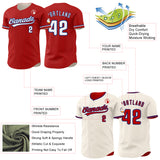 Custom Red Cream Reversible Button-Down Baseball Jersey