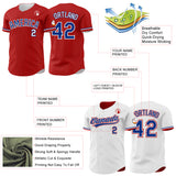Custom Red Royal-White Reversible Button-Down Baseball Jersey