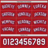 Custom Red Light Blue Reversible Button-Down Baseball Jersey