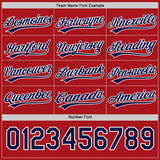 Custom Red Navy-White Reversible Button-Down Baseball Jersey