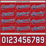 Custom Red Navy-White Reversible Button-Down Baseball Jersey
