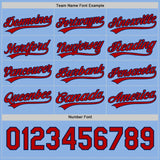 Custom Red Light Blue Reversible Button-Down Baseball Jersey