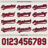 Custom Red Navy Pinstripe Cream Reversible Button-Down Baseball Jersey