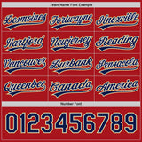 Custom Red Navy White-Old Gold Reversible Button-Down Baseball Jersey