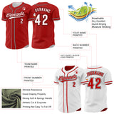 Custom Red White-Black Reversible Button-Down Baseball Jersey