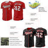 Custom Red White-Black Reversible Button-Down Baseball Jersey