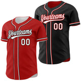 Custom Red White-Black Reversible Button-Down Baseball Jersey