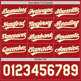 Custom Red White-Old Gold Reversible Button-Down Baseball Jersey