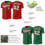 Custom Red White-Kelly Green Reversible Button-Down Baseball Jersey