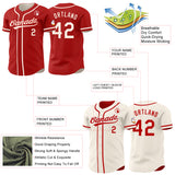 Custom Red-Cream Reversible Button-Down Baseball Jersey