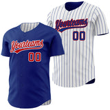 Custom Royal White Royal Pinstripe Reversible Button-Down Baseball Jersey